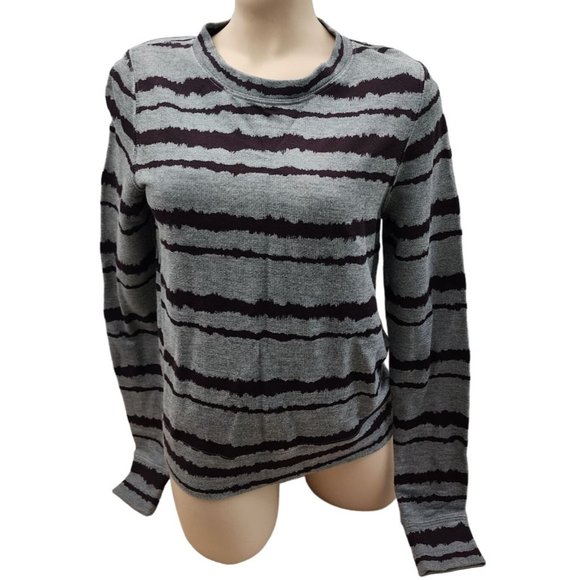 A.L.C. NWT Grey Burgundy Purple Stripe Longsleeve Shirt Top Extra Small XS - Picture 1 of 4